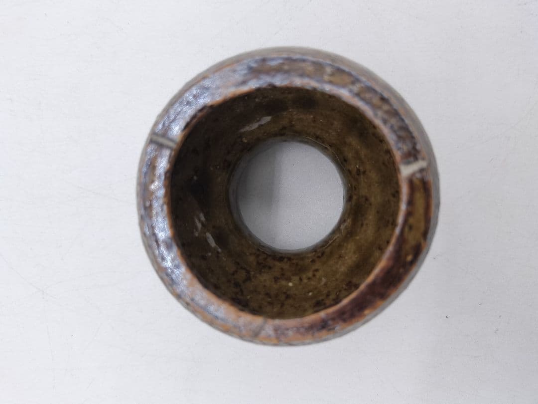 c411 蓋置 飴釉　砂金袋 志戸呂 廣前心斉 木箱 茶道具