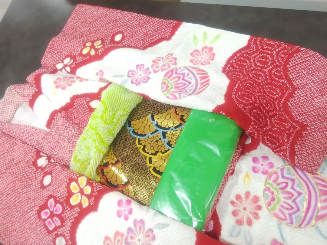 ★売約品★特選総絞り 七歳お祝い着物 帯シメ、長襦袢、小物セット