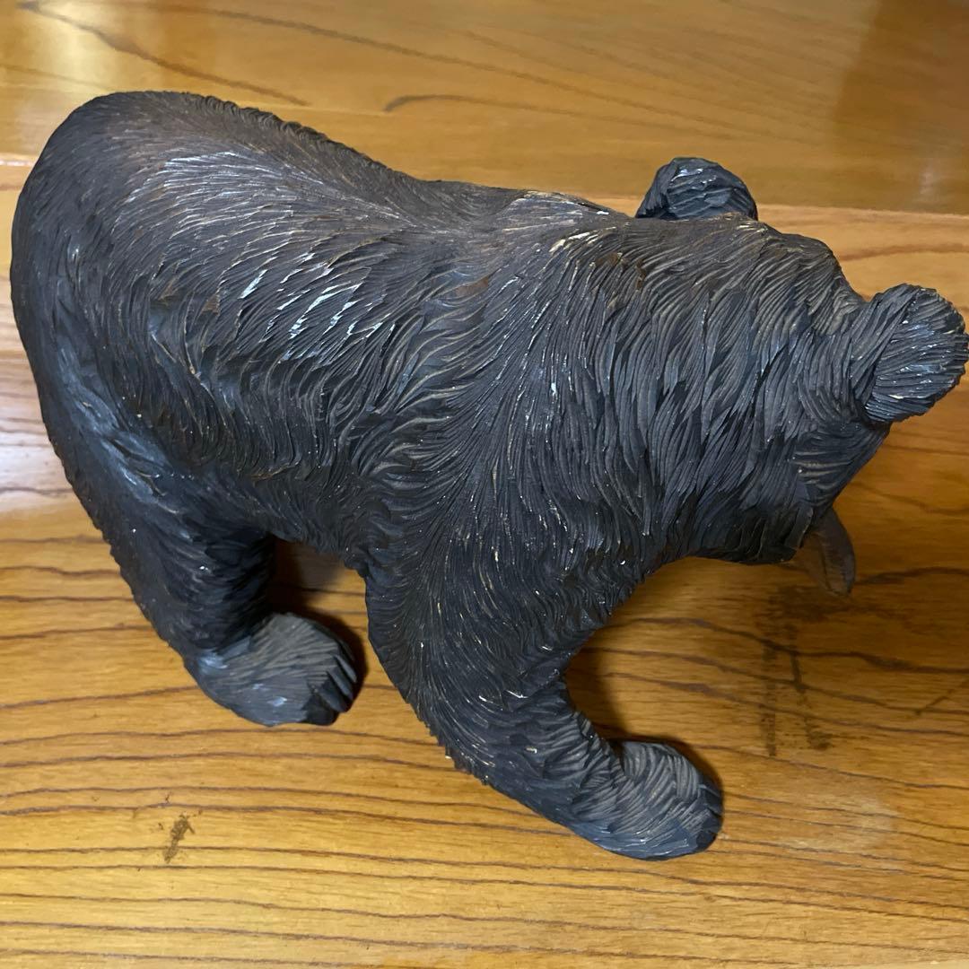 美品　木製　白老　木彫り熊　熊置物　アイヌ 木彫り　工芸品　手彫り