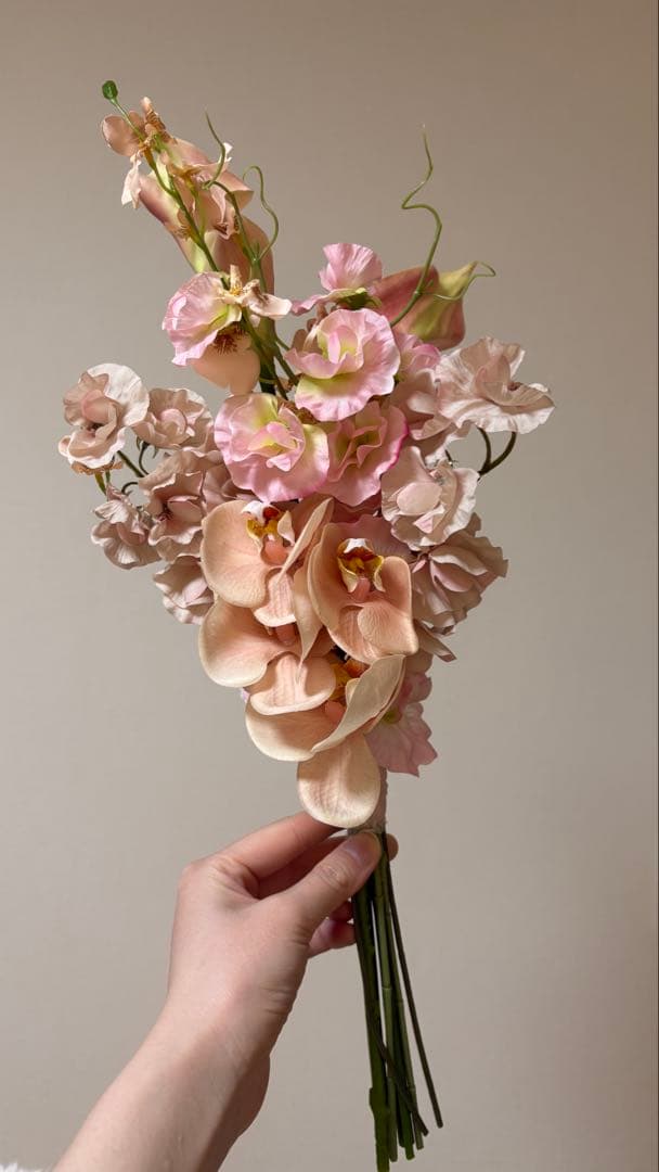 【結婚式】造花ブーケ ブートニア ヘッドパーツ3点セット ピンク 胡蝶蘭 前撮り