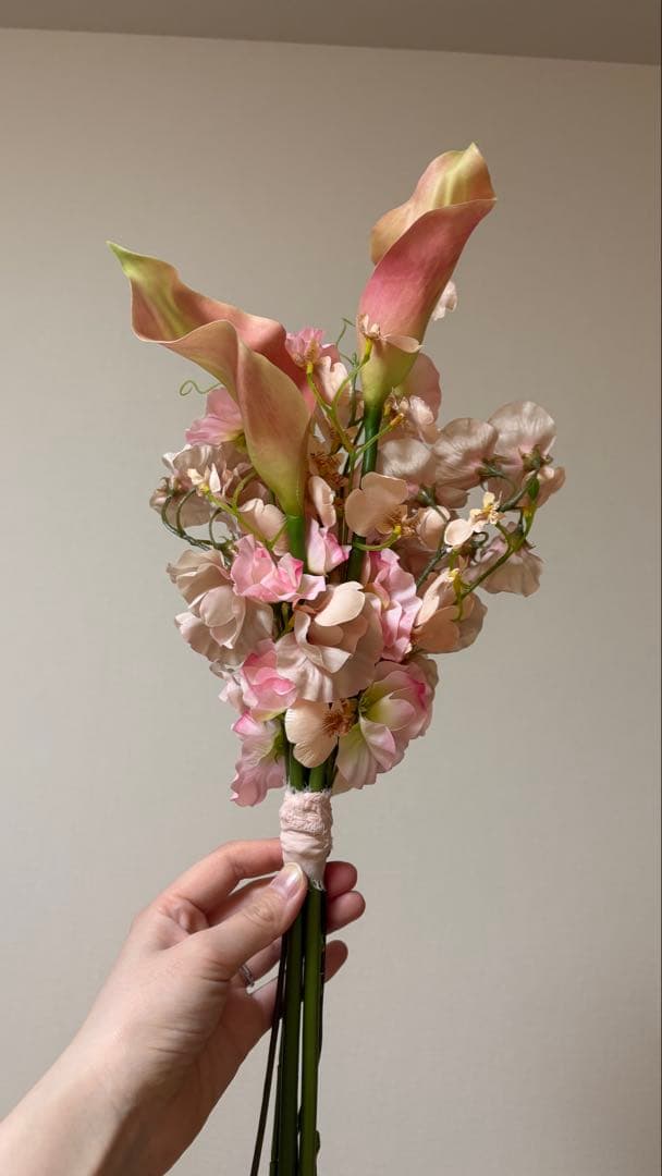 【結婚式】造花ブーケ ブートニア ヘッドパーツ3点セット ピンク 胡蝶蘭 前撮り