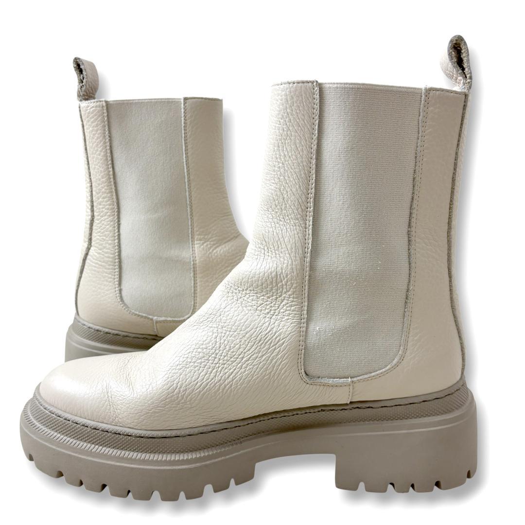 MANOVIE TOSCANE サイドゴアブーツ 38 チェルシーブーツ 白