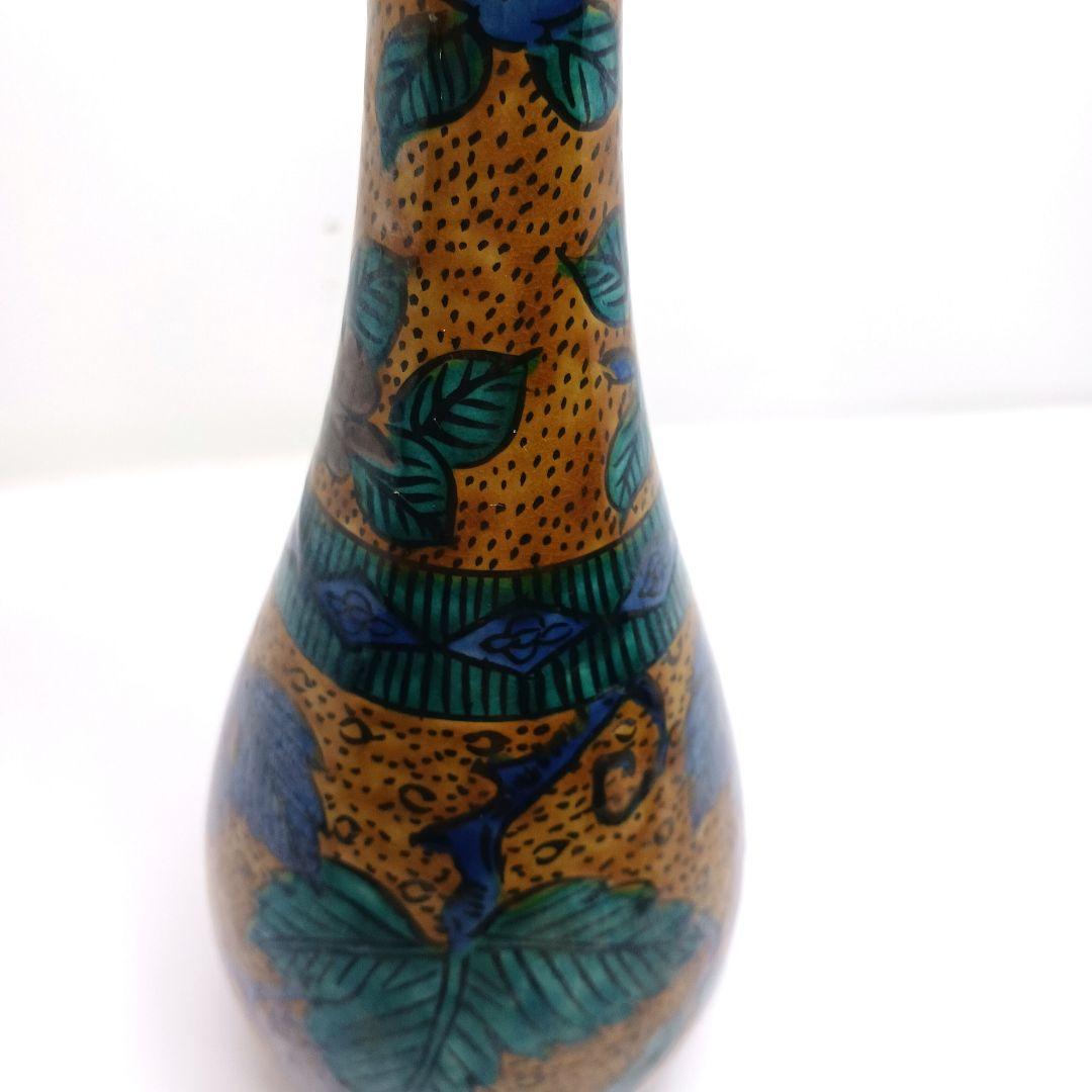 Y3122-38 東健治郎作 青九谷 花瓶 高さ25㎝ 共箱