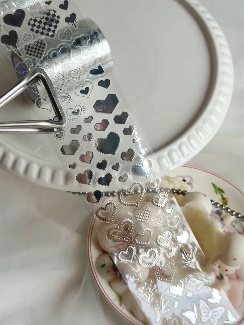 【9479】海外5.2m巻　銀泊カッティングマスキングテープリボン　蝶々　装飾系