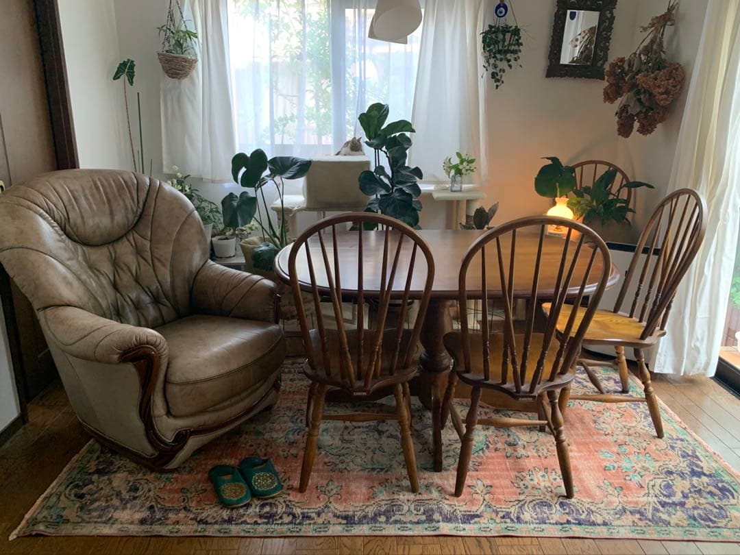 超大判　コーラルピンク244×132 インディゴブルー　トルコヴィンテージラグ