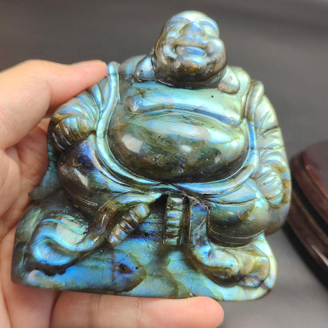 超美品　ラブラドライト　布袋様　天然石　風水　鉱物　パワーストーン　七福神　金運