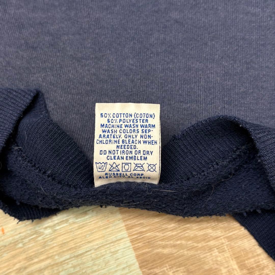 USA製 ラッセル スウェット フェード ネイビー 無地 ブランク XL 前V