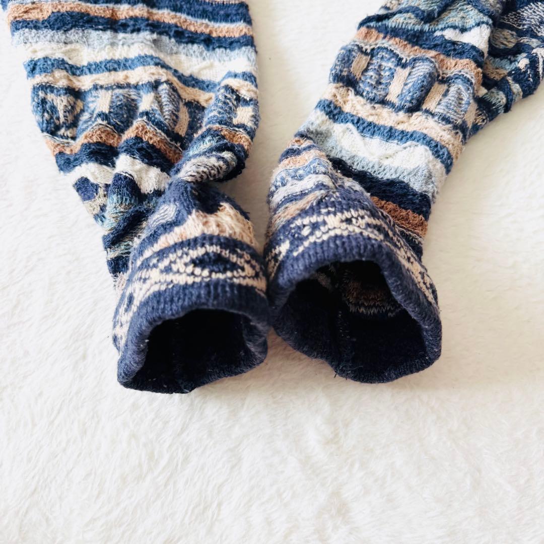 5568 希少✨ クージー 3Dニット セーター ブルー系 立体 リネン L