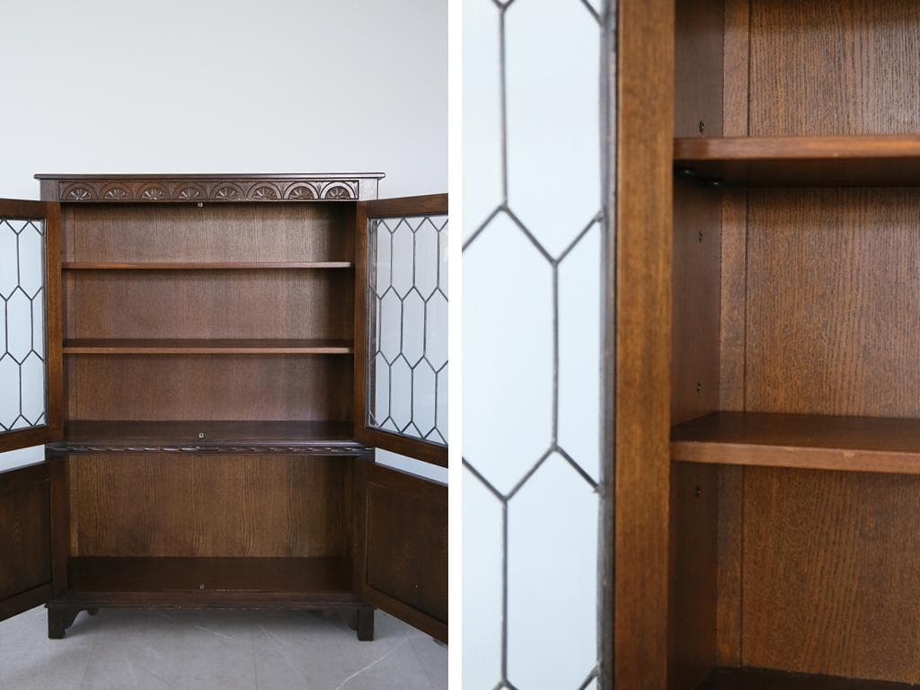 英国アンティークJC社製キャビネット/ディスプレイ棚/本棚/飾り棚(92-20)