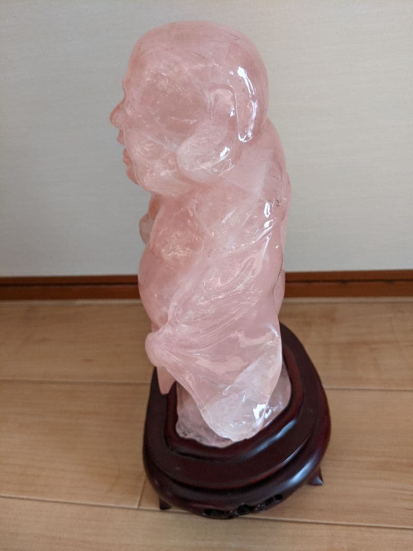 ★布袋 紅水晶（ローズクォーツ）置物