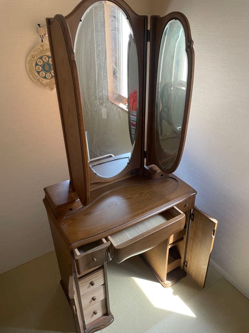 直接引き取り　アンティーク　三面鏡　鏡台　ドレッサー