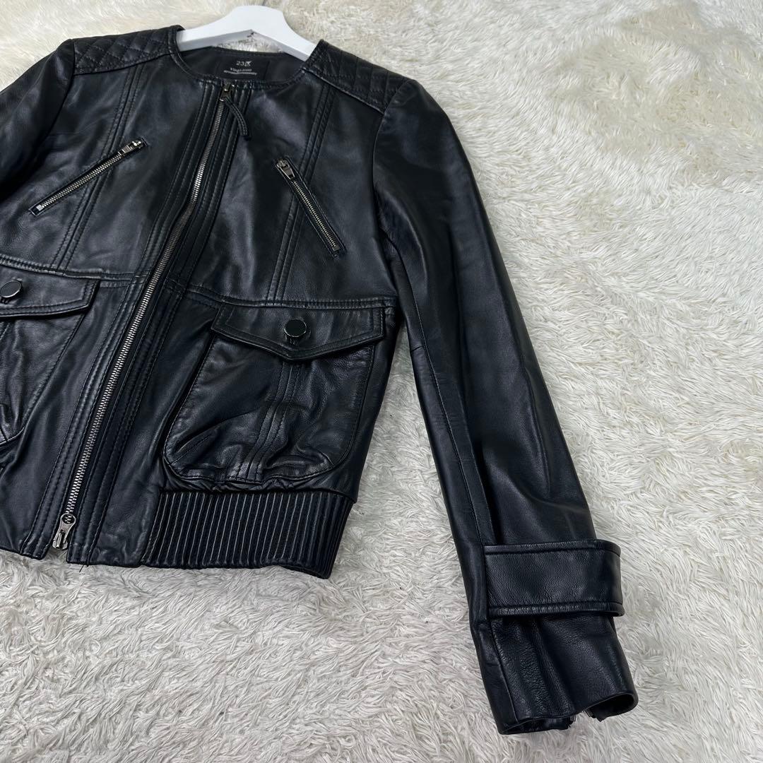 ✨極美品✨23区 ラムレザー ライダース ジャケット ブラック 40 L