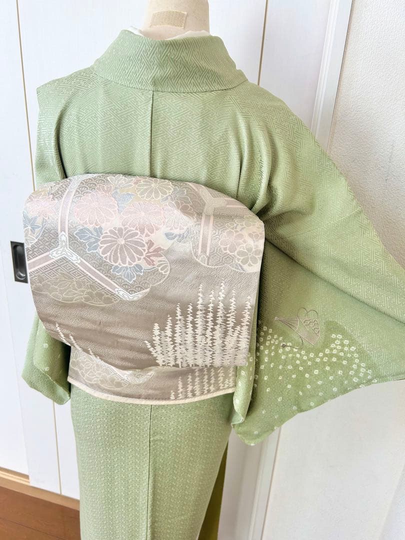 美品　一部しつけ糸付き　正絹訪問着　フルセット4点　卒業式　入学式　七五三