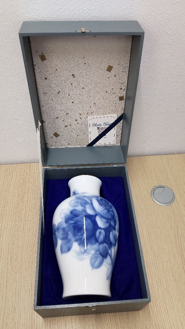 大倉陶園 ブルーローズ 花器