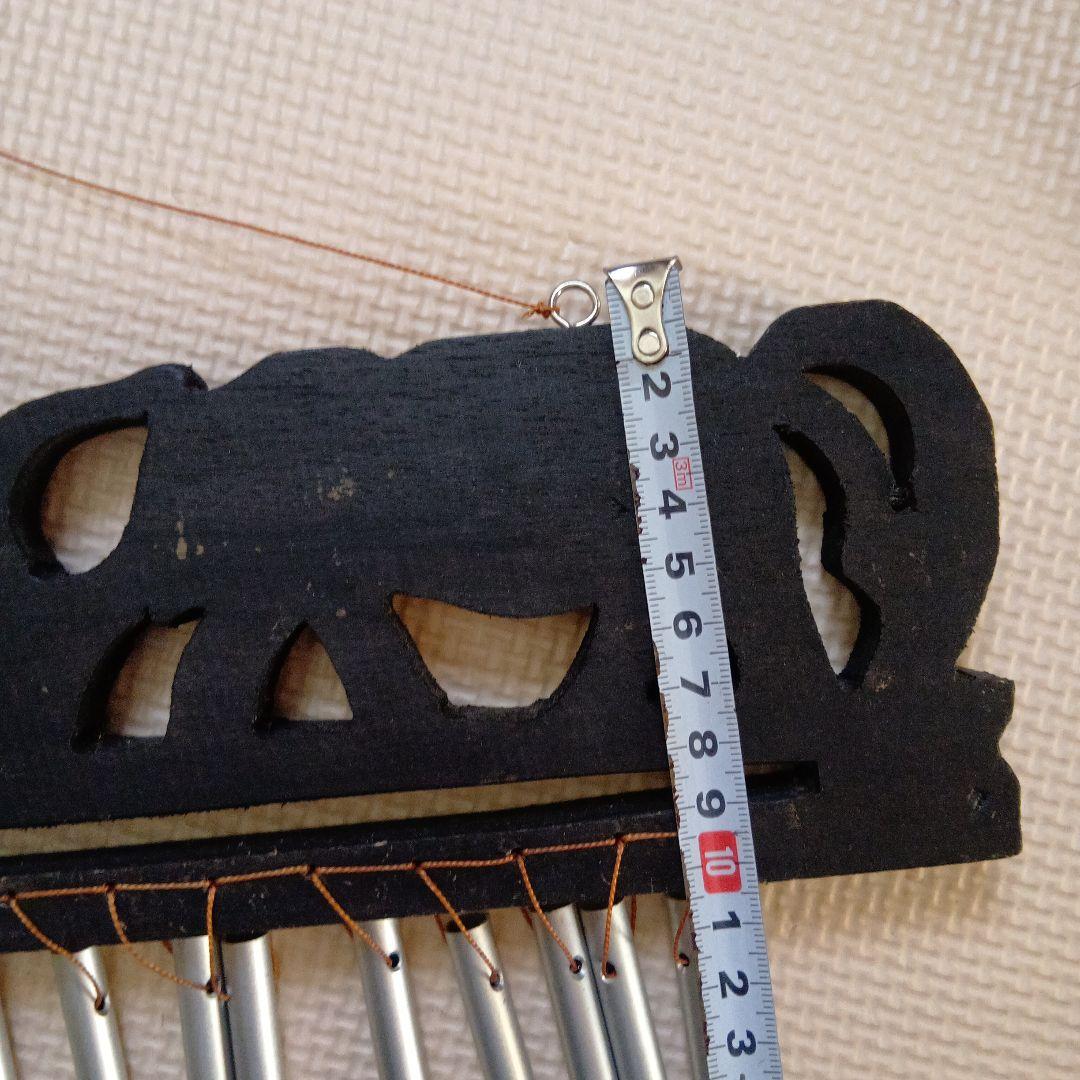 レア　希少　象　木彫り　ウィンドチャイム　玄関　ゾウ　木製　菅　ドアベル　黒