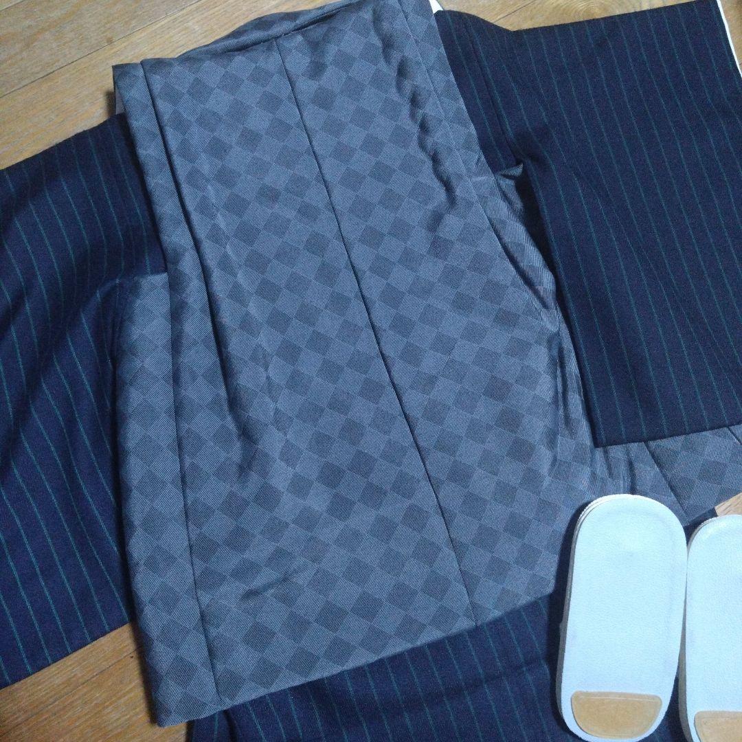 男の子3歳★グレー×紺★被布＆着物＆雪駄