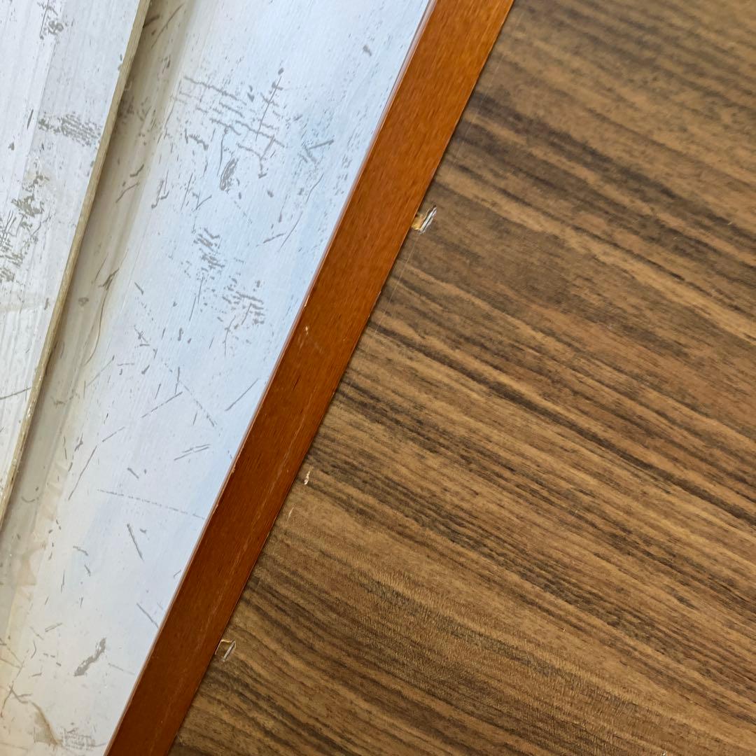 昭和レトロ 木製フレーム 隅切り 壁掛けミラー ウォールミラー 鏡 姿見 ミラー