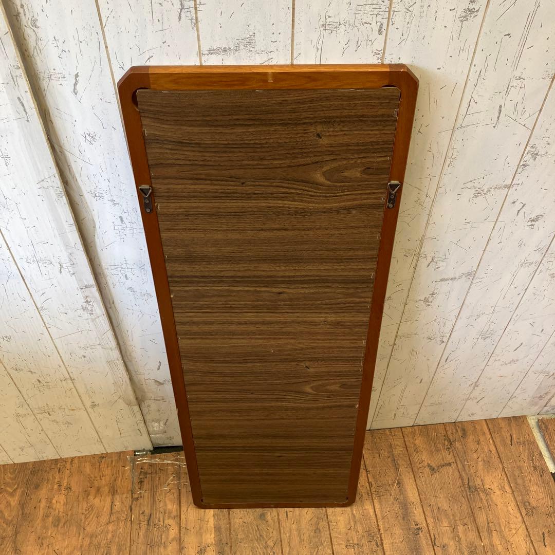 昭和レトロ 木製フレーム 隅切り 壁掛けミラー ウォールミラー 鏡 姿見 ミラー