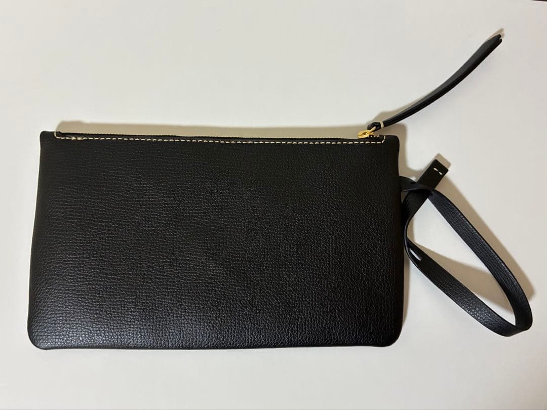 ポレーヌ Cyme Mini - ブラック テクスチャード エクリュ ステッチ