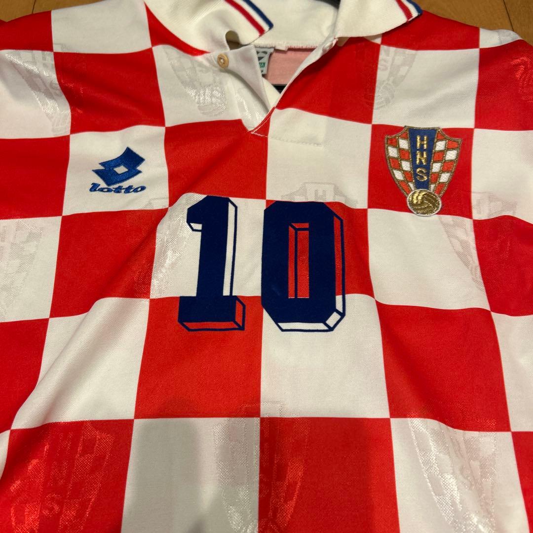 Lotto サッカーシャツ 赤白 チェッカー 10 クロアチア代表　ボバン