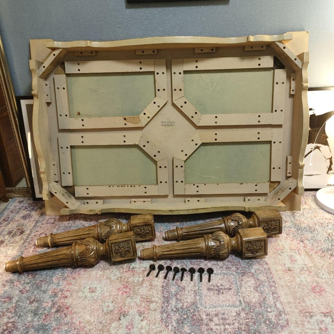 アンティークロココ調 ヨーロピアンシャビーシックセンターテーブル 大理石風