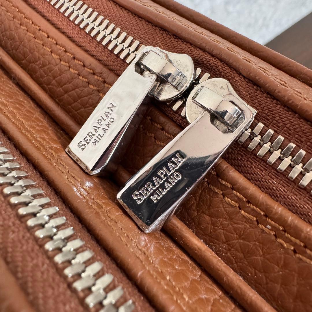 SERAPIAN カシミアレザー製 ラージ ブリーフケース セラピアン ブラウン