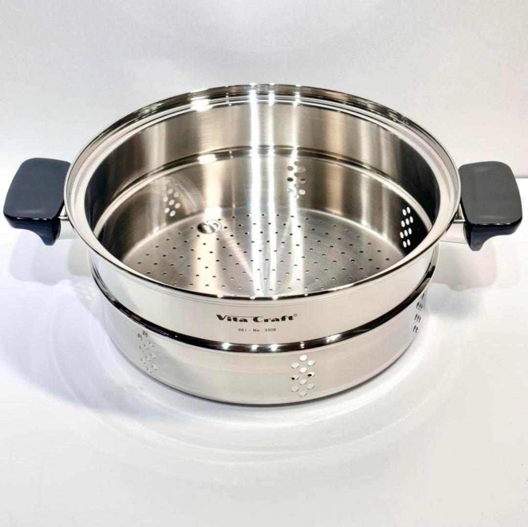 専用ビタクラフト ウルトラ 両手鍋5.5L NO.9506 蒸し器付き@