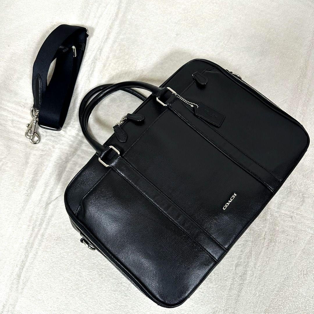 【極美品】COACH コーチ ビジネスバッグ 本革 レザー 2way ブラック