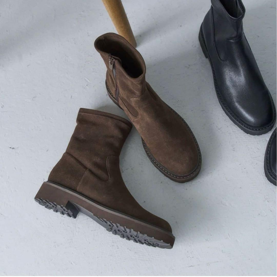 新品未使用ルタロン3.5㎝トラックソールフィットショートブーツMブラウン