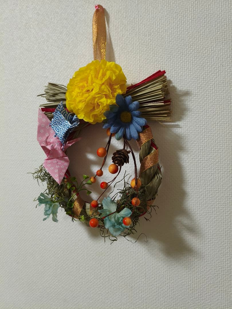 正月飾り しめ縄 造花リース