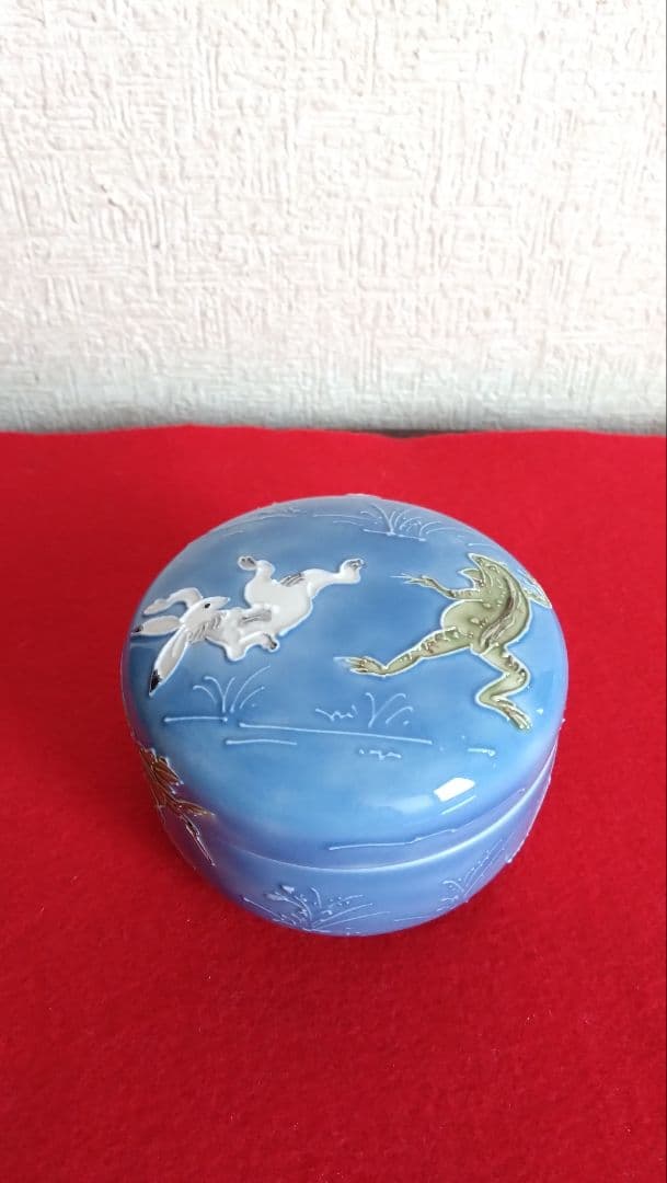 昇峰　伊藤南山　清水焼　京焼　鳥獣戯画　蓋物　小物入れ　交趾