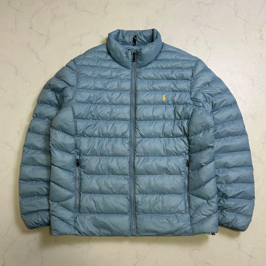 【美品】ポロラルフローレン 中綿ジャケット ブルー系 XL 刺繍ロゴ