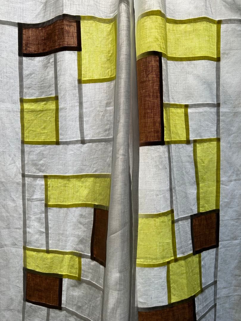 「れもん色とカーキモカ色」麻ポジャギ　　2枚組