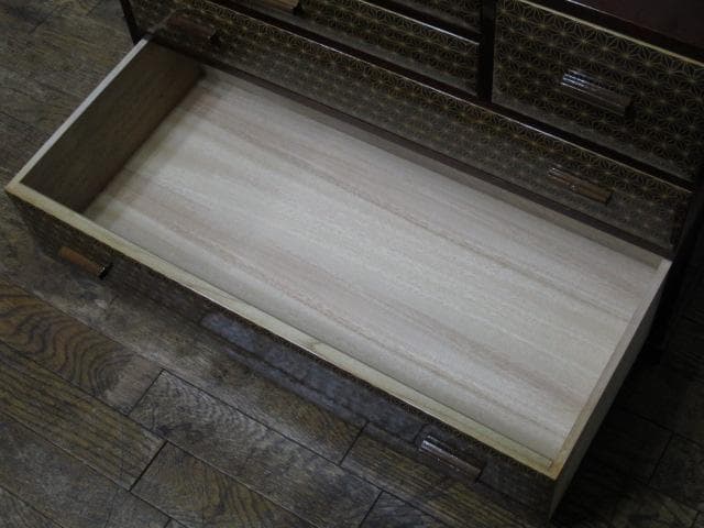 皇室献上品 伝統工芸 箱根寄木細工 木象嵌 麻の葉文様 民芸 箪笥 26万円