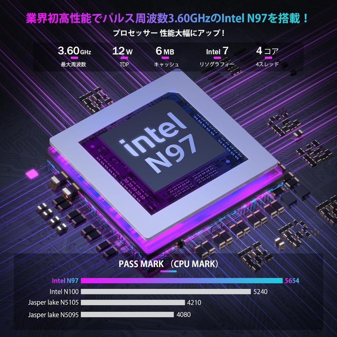 ❣️セール新品❣️ミニpc n97 mini pc 2024最新 最大3.6GHz