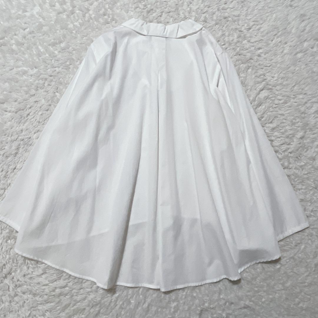 タグ付き新品✨ミズイロインド 丸襟ギャザー　ブラウスシャツ　長袖　ホワイト