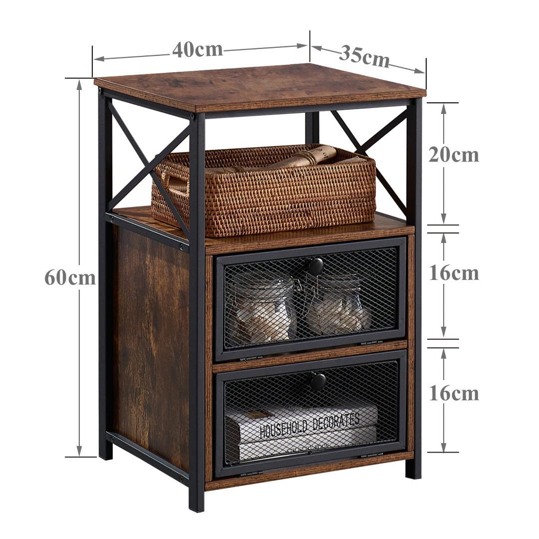 サイドテーブル ベッドブラウン 引き出し 収納付き 403560cm