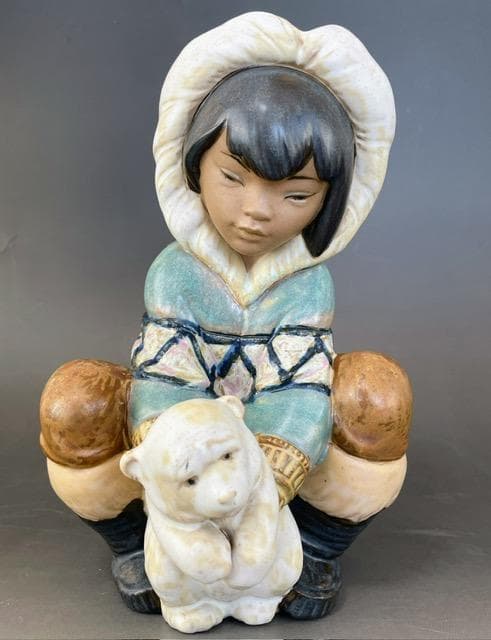 【大型】LLRADRO リヤドロ 子熊とエスキモーの少女 リアドロ グレス 置物