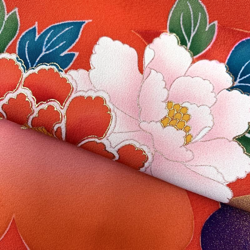 508ag23□七五三 七歳 女児 着物&袋帯&長襦袢 金彩 花車□美品