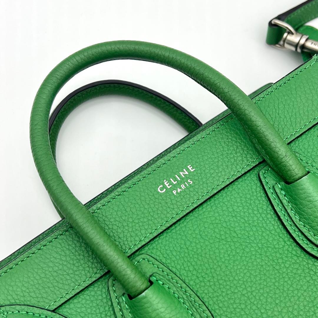 【極美品】セリーヌ ラゲージ ナノ グリーン 2way ハンドバッグ