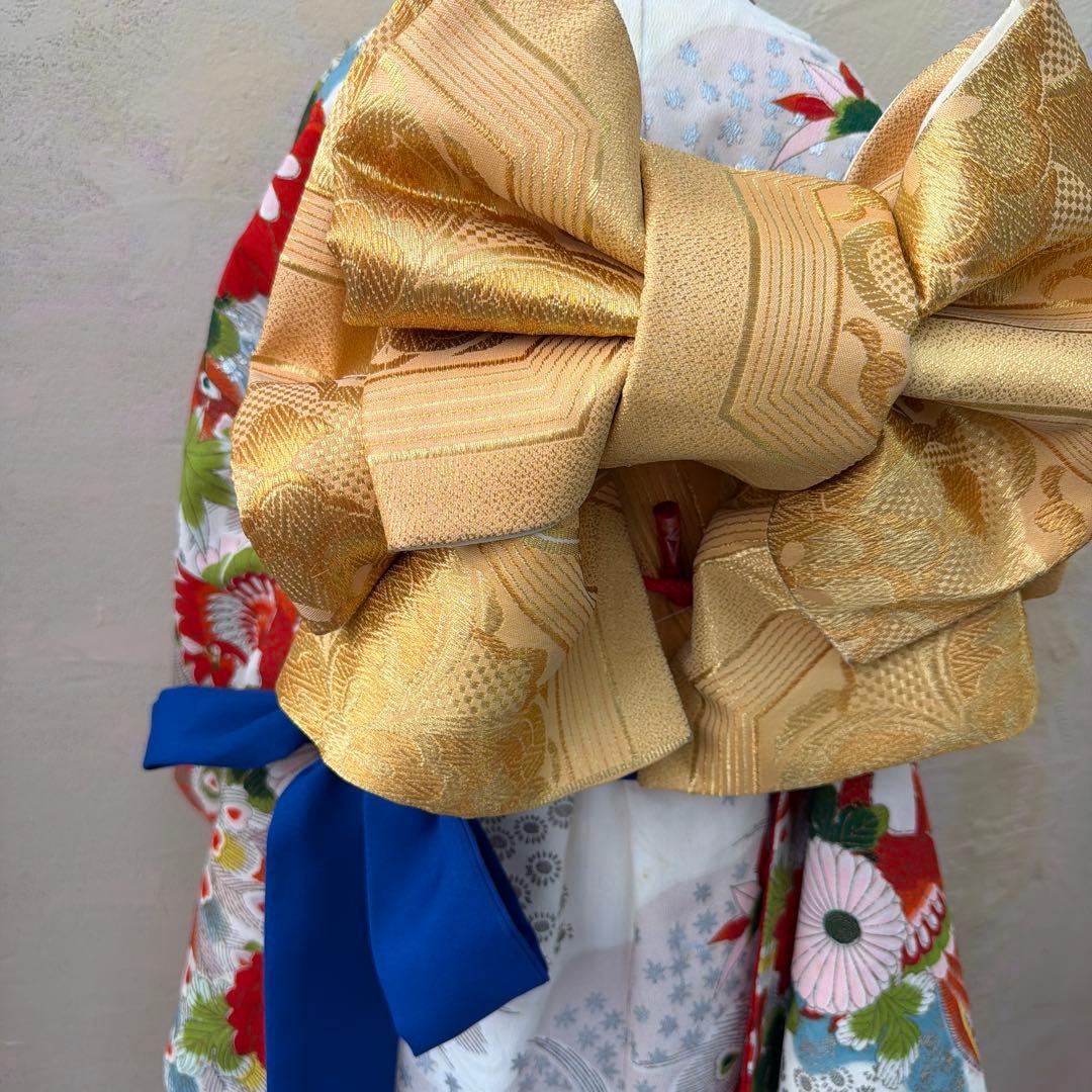 No.k002七五三 7歳 着物 フルセット レトロ花柄 ※シミあり