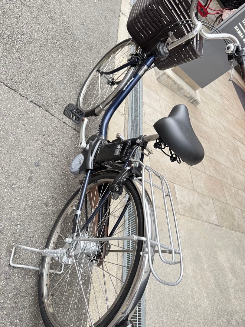 大阪府　パナソニック　電動アシスト自転車 ネイビー 前カゴ付き　24インチ