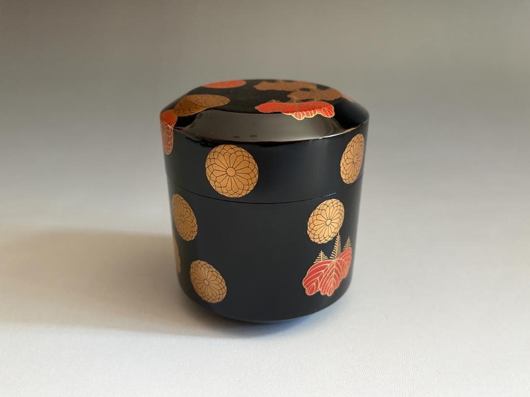 薄茶器　前端春斎　黒雪吹　高台寺蒔絵　内黒　茶道具