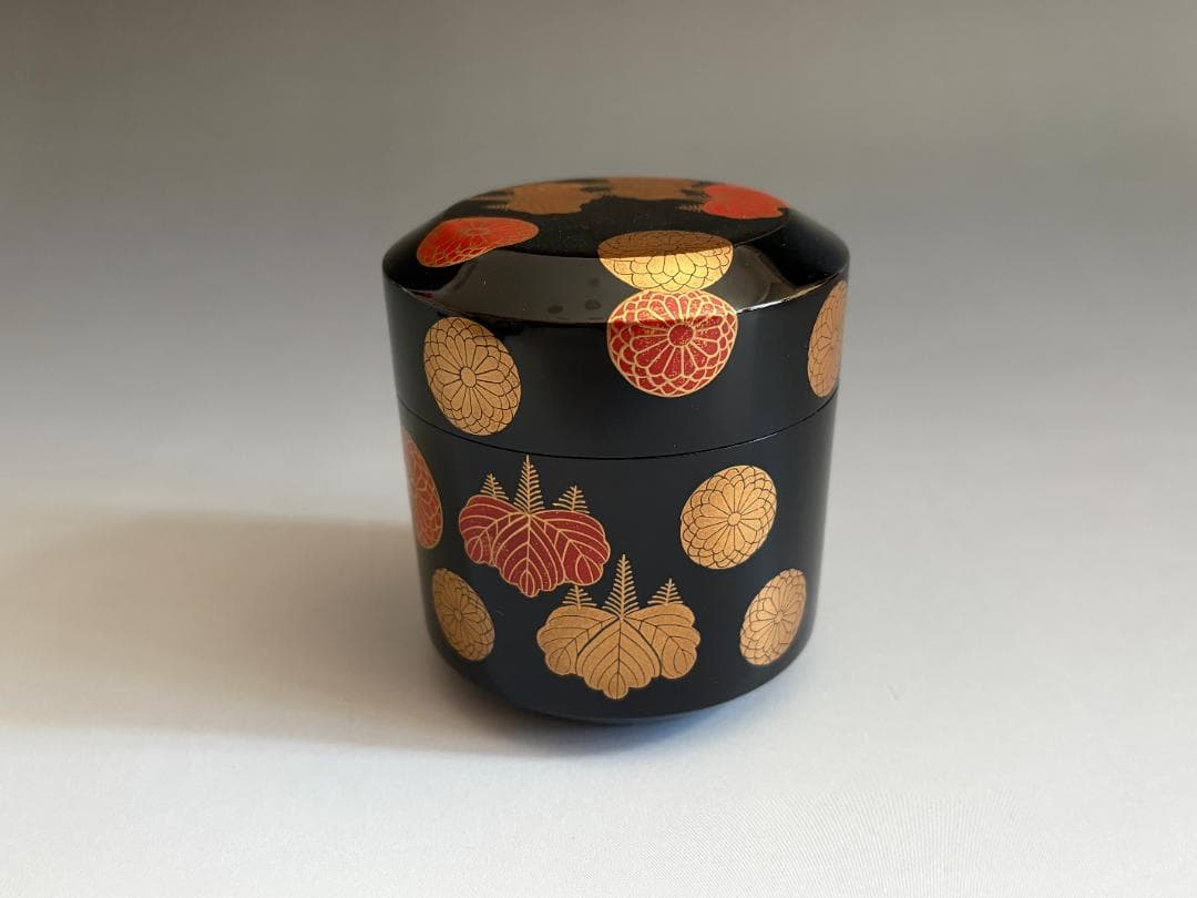 薄茶器　前端春斎　黒雪吹　高台寺蒔絵　内黒　茶道具