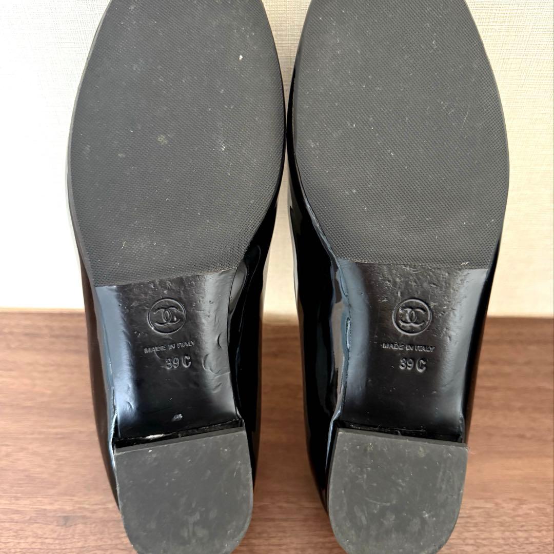 美品 CHANEL シャネル ストラップシューズ バレエシューズ ブラック 39