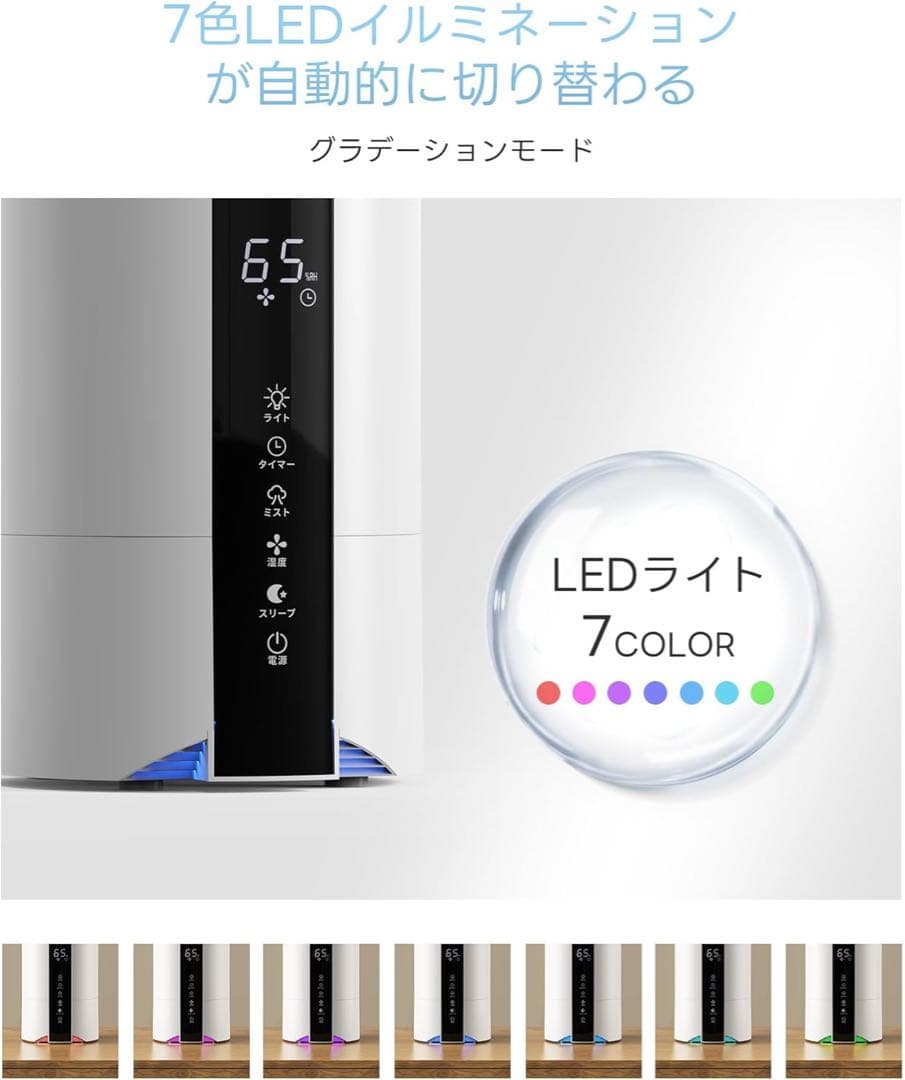 新品！加湿器　卓上小型　大容量5l アロマ対応　乾燥防止　超音波式パワフル　静音