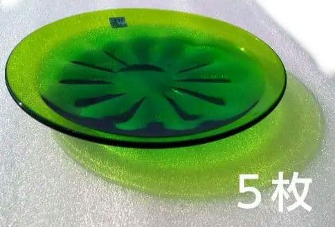 【５枚組】津軽びいどろ 大皿 ガラスプレート　前菜皿　サラダ皿