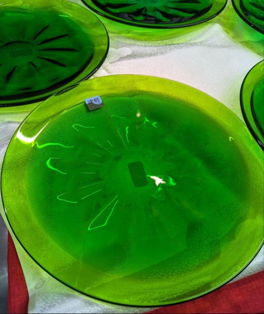 【５枚組】津軽びいどろ 大皿 ガラスプレート　前菜皿　サラダ皿