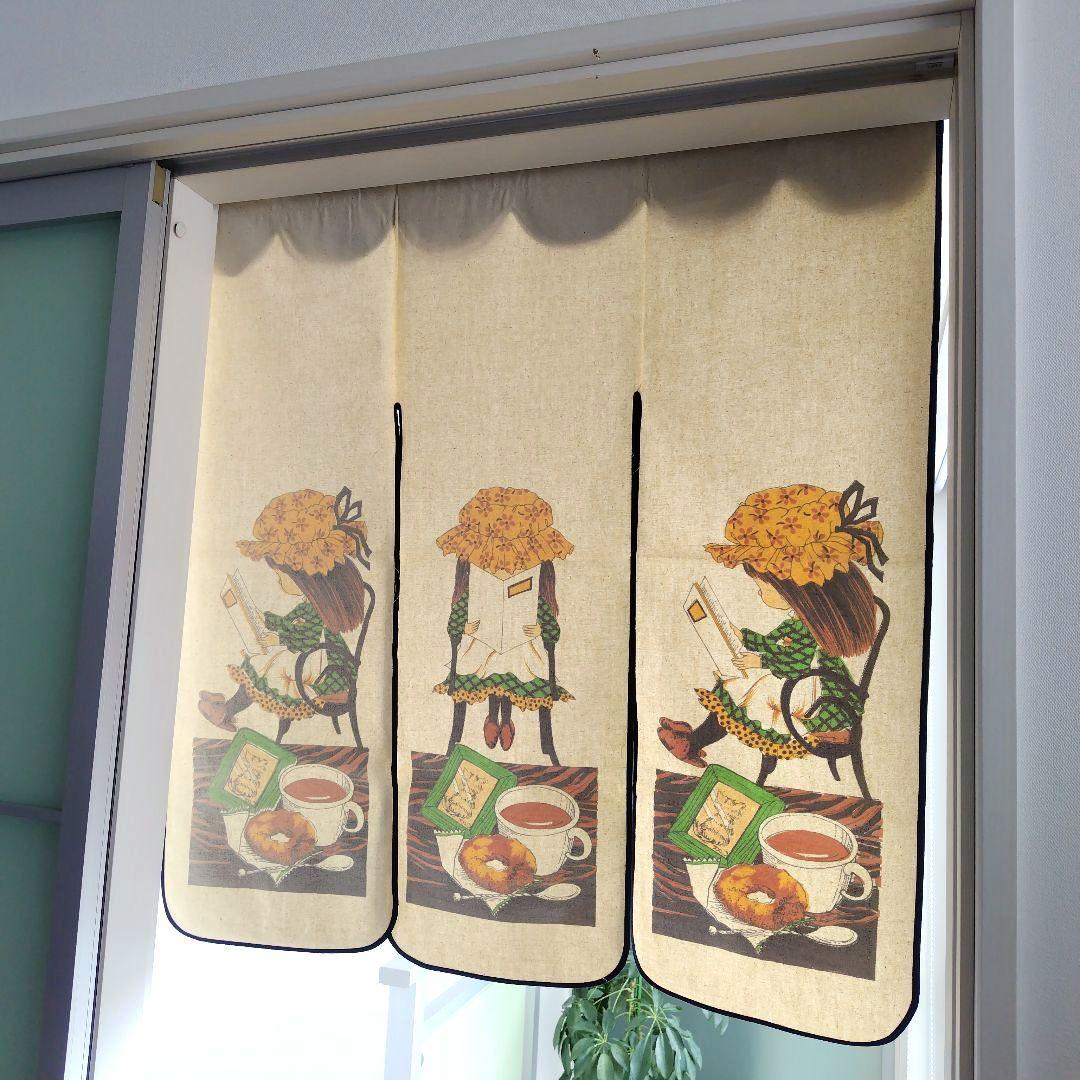 未使用極美品です！昭和レトロ当時物 コットンのれん メルヘンイラスト