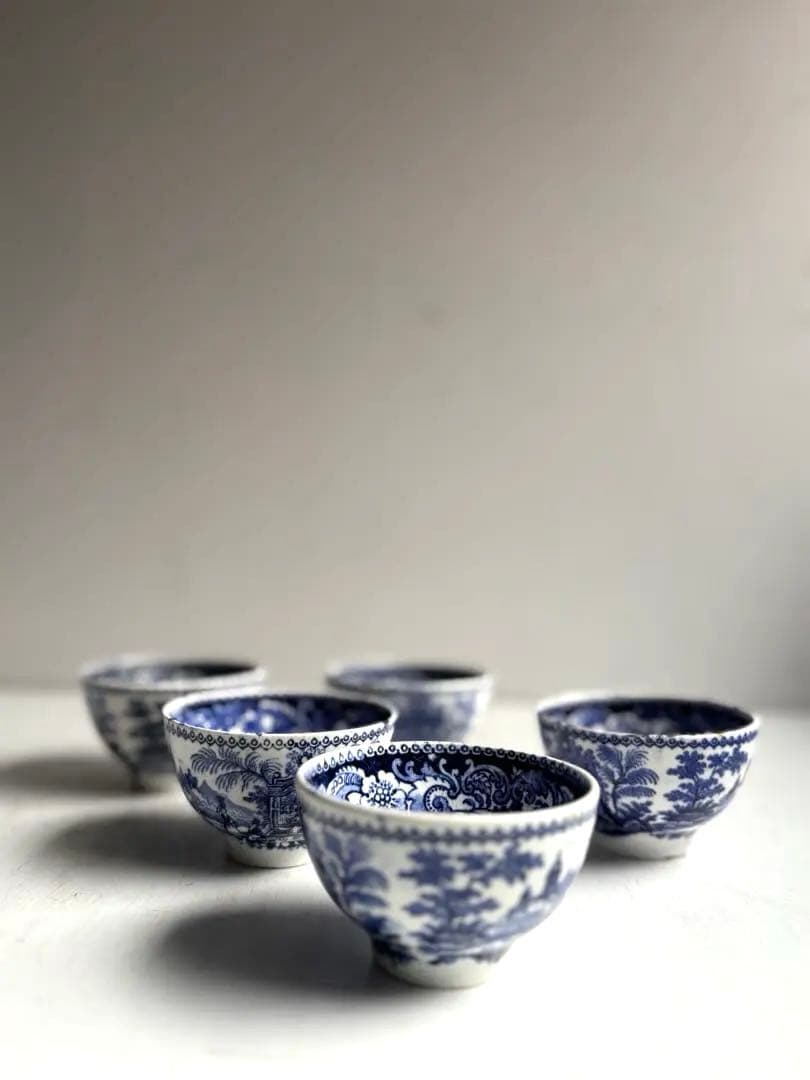 753 アンティーク オランダ デルフト焼 ティーボウル 煎茶椀 5客 金継ぎ